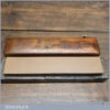 Vintage 9” x 1 ¾” Fine India Sharpening Oil Stone Wooden Box - Lapped Flat