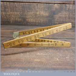 Vintage Rabone No: 1167 Boxwood Brass 24” Folding Ruler - Fair Condition