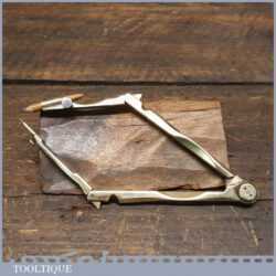 Vintage Solid Brass 6” Folding Pencil Compass - Good Condition