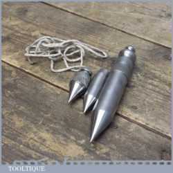 Three Different Sized Steel Plumb Bobs - Engine Turned