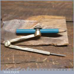 Vintage Ajax 3 ¾” Solid Brass Pencil Compass - Good Condition