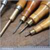 5 No: Vintage Tools Including Woden Push Pin Tack Lifter Boxwood Handles Awls
