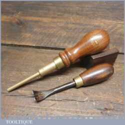 Vintage Rosewood Handled Tack Lifter & Crown Tools Push Pin