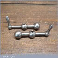 2 Vintage 3 ½” Lathe Handles 5/16” Whitworth Threads - Good Condition