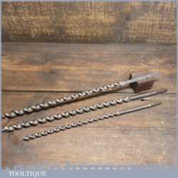 3 Extra-Long Screw Timber Framing Brace Auger Bits Marples & Ridgway