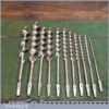 Vintage Set 11 Double Spur Screw Auger Bits Various Makers 1/4” – 1 ¼” - Sharpened