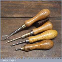 Selection 4 Vintage Carpenter’s Tools Push Pin Tack Lifter & Awls - Good Condition