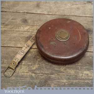 Vintage Chesterman 100ft Leather Bound Winding Tape Measure Vintage Chesterman 100ft Leather Bound Winding Tape Measure