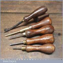 Selection 5 Vintage Carpenter’s Tools Push Pin Tack Lifter & Bradawl etc