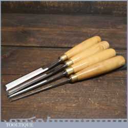 Rare Vintage Set Of 4 Albert Scharwaechter France Bevel Edge Chisels - Little Used