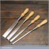 Vintage Set Of 4 Greenlee Rockford USA Socketed Bevel Edge Chisels 1/4” - 1”