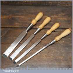 Vintage Set Of 4 Greenlee Rockford USA Socketed Bevel Edge Chisels 1/4” - 1”