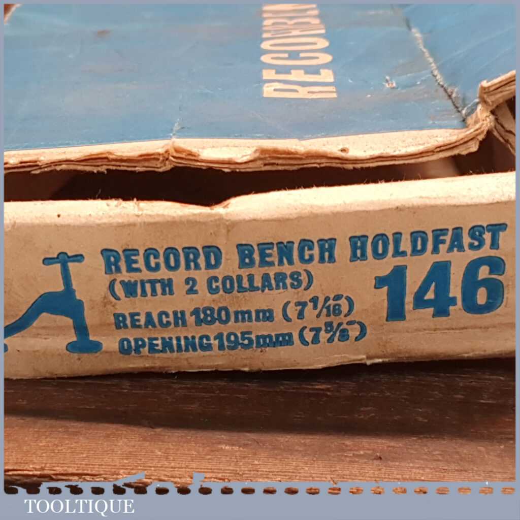 Vintage Boxed Record No 146 Bench Holdfast Clamp Good Condition Tooltique