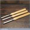 Set of 3 Vintage Wood Turning Chisels Skew Gouge & Parting Tool - Good Condition
