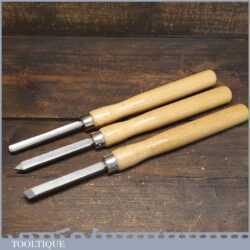 Set of 3 Vintage Wood Turning Chisels Skew Gouge & Parting Tool - Good Condition