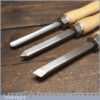 Set of 3 Vintage Wood Turning Chisels Skew Gouge & Parting Tool - Good Condition