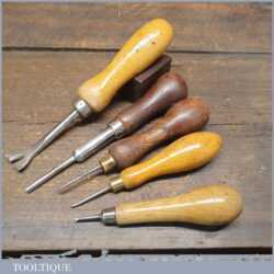 Selection 5 Vintage Carpenter’s Tools Push Pin Tack Lifter & Bradawl etc