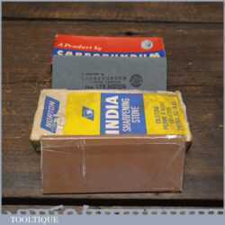2 No: Vintage Boxed Carborundum & India Slip Stones Med & Fine Little Used