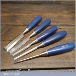 Vintage Set Of 5 Marples Blue Chip Bevel Edge Chisels 1/4” - 1” Fully Refurbished