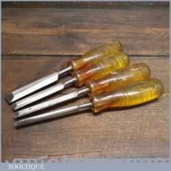 Vintage Set Of 4 Marples Carpenter’s Bevel Edge Chisels 1/4” - 1” Fully Refurbished