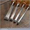 Vintage Set Of 4 Marples Carpenter’s Bevel Edge Chisels 1/4” - 1” Fully Refurbished