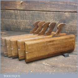 Antique Set 5 King & Peach Hull (1843-1864) Skew Round Moulding Planes - 2 4 6 8 & 12