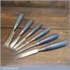 Vintage Set 6 Stanley No: 5002 Bevel Edged Firmer Chisels - Fully Refurbished