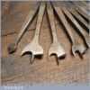 Vintage Crisp Set Of 11 Centre Bits By Various Makers 3/16” – 1 ⅛” - Good Condition