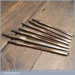 Vintage Crisp Set Of 6 Shell Bits Various Makers Plus 1 Taper Bit - Good Condition