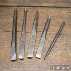 Vintage Set Of 5 No: Stone Mason’s Or Sculpture’s Chisels - Good Condition
