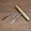 Vintage Brass Multi Tool With 3 Attachments In Screw Top Handle