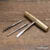 Vintage Brass Multi Tool With 3 Attachments In Screw Top Handle