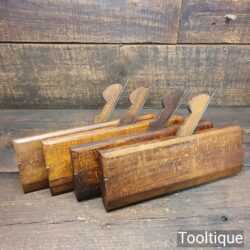 Set of 4 Antique Varvill & Sons Round Beechwood Moulding Planes 6 8 10 & 12