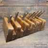 Crisp Set 7 Antique W. Greenslade Bristol Side Bead Moulding Planes ⅛, ¼, ⅜, ½, ⅝, ⅞ & 1”