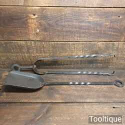Vintage Fireside Wrought Iron Shovel & Tongs - Good Condition