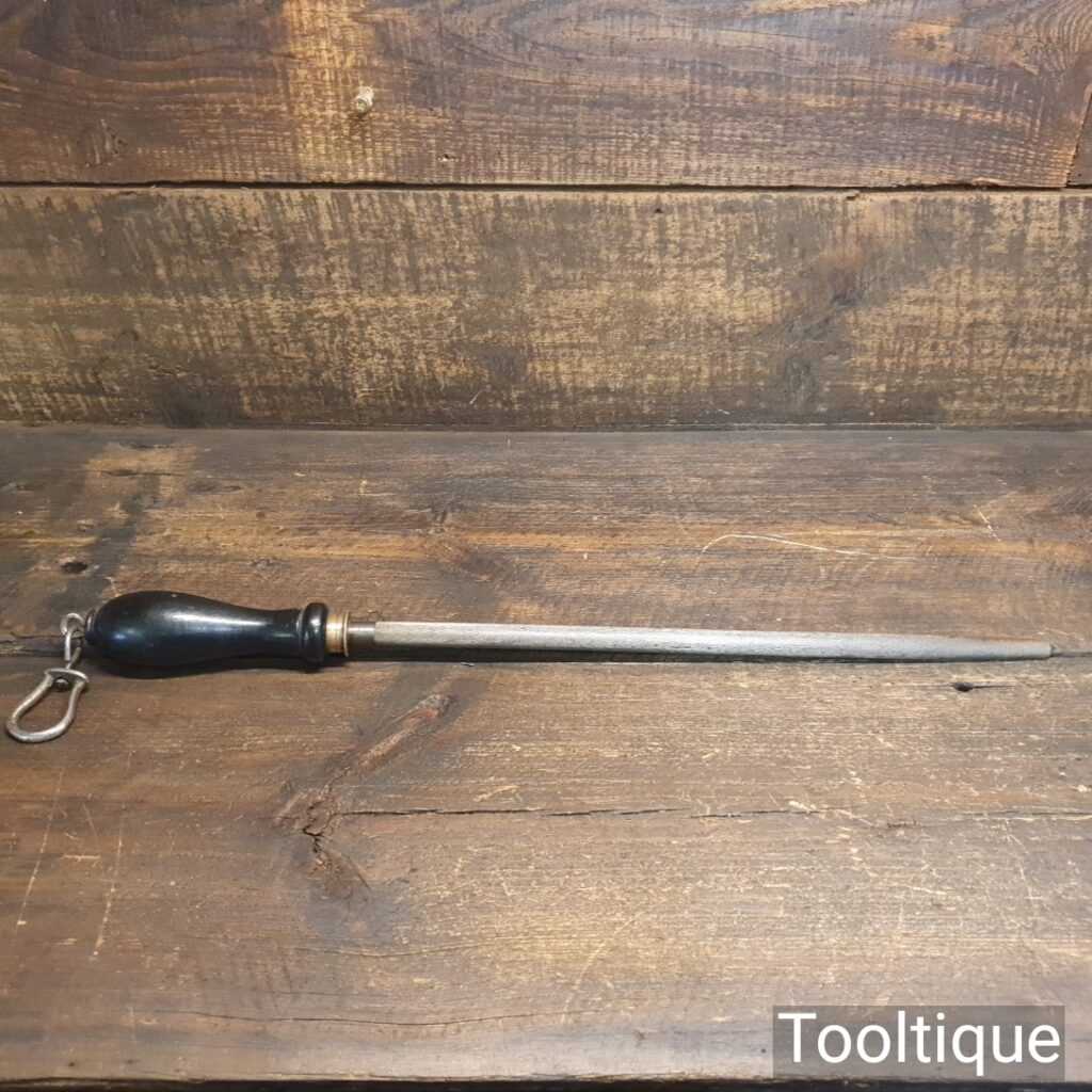 Vintage Butcher’s Or Chef’s Sharpening Steel Ebonised Handle - Good Condition