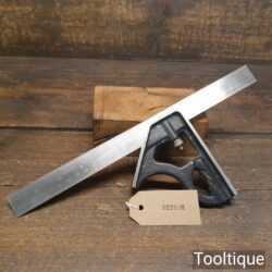 Vintage English Cast Steel Adjustable Combination Square - Fully Refurbished