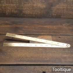 Vintage U.W.W Birmingham 2ft Imperial Brass Folding Steel Ruler - Good Condition