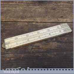 Scarce Antique 2’ long Bone And German Silver Folding Ruler - Good Condition