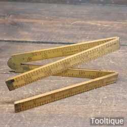 Vintage John Rabone No: 1377 Boxwood & Brass 24” Folding Ruler - Good Condition