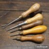 Selection Of 5 Vintage Carpenter’s Tools Push Pin Tack Lifter Bradawl - Good Condition