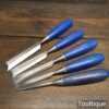 Vintage Set 5 Marples Blue Chip Carpenter’s Bevel Edge Chisels - Sharpened Honed