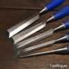 Vintage Set 5 Marples Blue Chip Carpenter’s Bevel Edge Chisels - Sharpened Honed