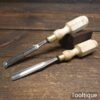 Small Vintage Carpenter’s 3/8” In-Cannel Gouge Palm Chisels - Sharpened Honed