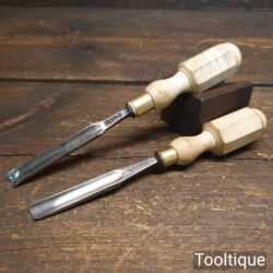 Small Vintage Carpenter’s 3/8” In-Cannel Gouge Palm Chisels - Sharpened Honed
