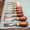 Superb Vintage Set 9 Bevel Edge Palm Chisels In Canvass Roll - Sharpened Honed