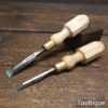 Small Pair Fully Refurbished Vintage Bevel Edge Palm Chisels - Sharpened Honed