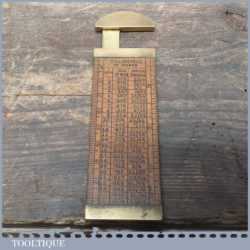 Rare Vintage Boxwood & Brass Sliding Rope Calliper Rule & Gauge