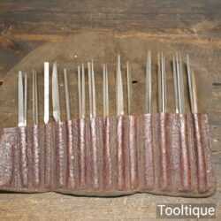 Vintage Selection of 32 No: Needle Files In Nice Leather Roll - Good Condition