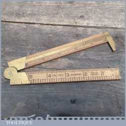 Vintage Calliper Folding Ruler By PEC USA No: 7312 - Boxwood and Brass